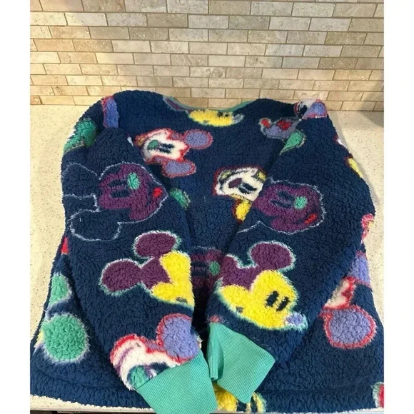 Disneyland Mickey Sherpa Fleece Furry Pullover  Unisex US XS b37 - Picture 3 of 4